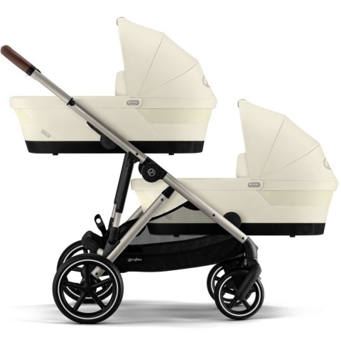 Cybex Gazelle S TPE 2023 - rozwojowy wózek dla bliźniąt, rok po roku, zestaw 2w1 z opcją 3w1 i 4w1 | Seashell Beige
